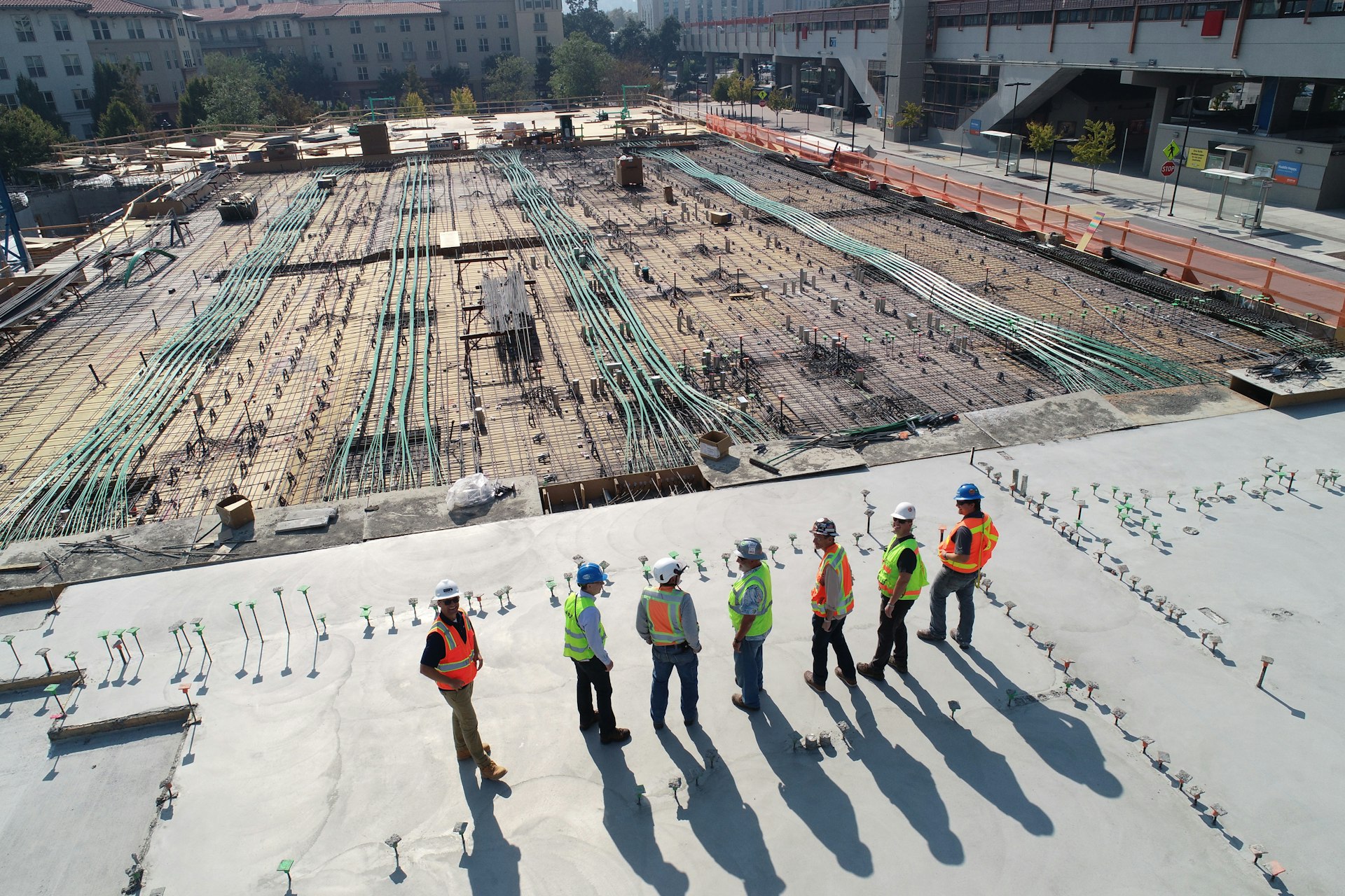 Construction and facility teams at work